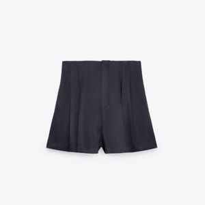 Zara Satin Bermuda Pleated Shorts